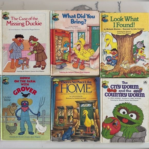 Other - Vintage Set of 6 Sesame Street Hardcover 80’s Books
